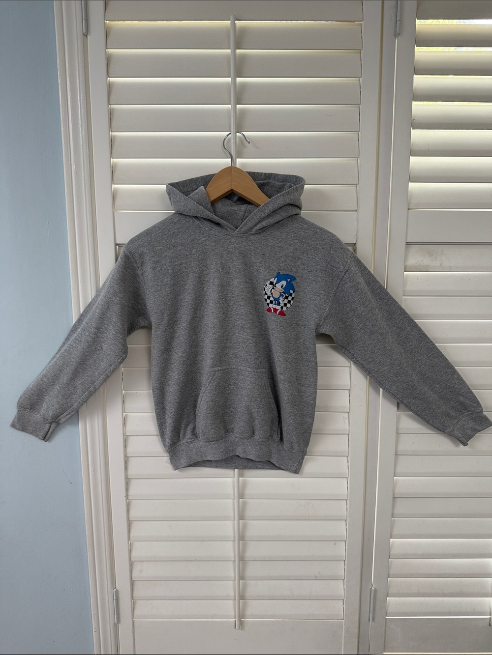 Kids Sonic Hoodie | Grey Pullover Sweatshirt | Size M